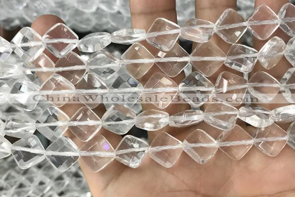 CNC754 15.5 inches 10*10mm faceted diamond white crystal beads