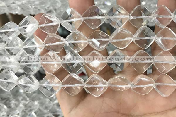 CNC755 15.5 inches 12*12mm faceted diamond white crystal beads