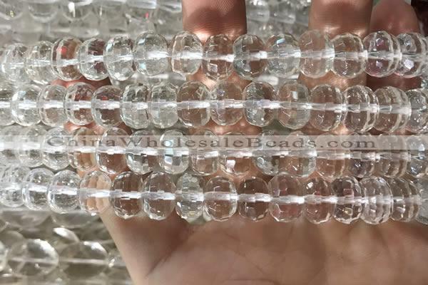 CNC800 15.5 inches 7*11mm faceted rondelle white crystal beads