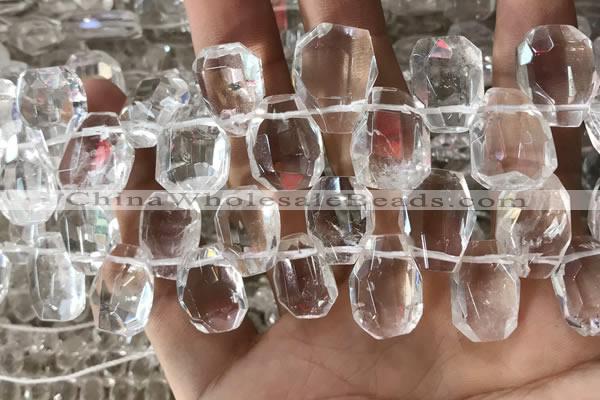 CNC810 Top drilled 12*15mm - 13*18mm faceted freeform white crystal beads