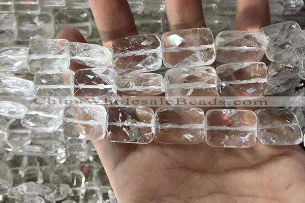 CNC815 15.5 inches 15*20mm faceted rectangle white crystal beads