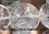 CNC817 15.5 inches 18mm faceted coin white crystal beads