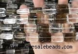 CNC827 15.5 inches 13*18mm rectangle white crystal & smoky quartz beads