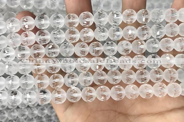 CNC851 15.5 inches 8mm faceted round white crystal beads