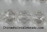 CNC90 15.5 inches 10mm faceted round natural white crystal beads