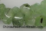 CNG1022 10*14mm - 15*20mm faceted nuggets green rutilated quartz beads