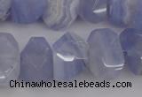 CNG1037 12*16mm - 15*20mm faceted nuggets blue lace agate beads