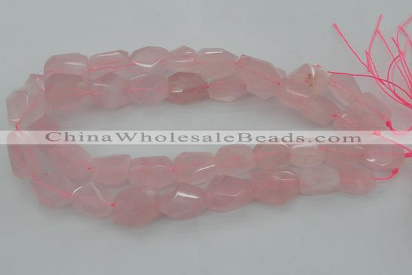 CNG1056 15.5 inches 12*16mm - 15*20mm faceted nuggets rose quartz beads