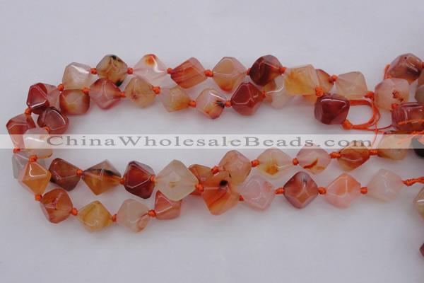 CNG1065 15.5 inches 12*16mm - 15*20mm faceted bicone red agate beads