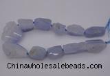 CNG1075 15.5 inches 20*30mm - 30*40mm nuggets blue chalcedony  beads