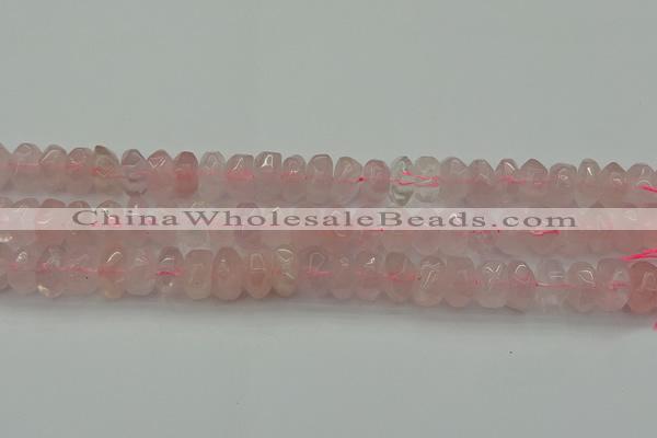 CNG1177 15.5 inches 6*14mm - 8*14mm nuggets rose quartz beads