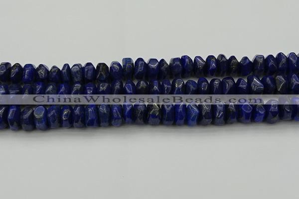 CNG1188 15.5 inches 6*14mm - 8*14mm nuggets lapis lazuli beads