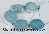 CNG1492 8 inches 30*35mm - 35*45mm freeform agate beads with brass setting