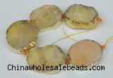 CNG1498 8 inches 30*35mm - 35*45mm freeform agate beads with brass setting