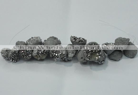 CNG1536 7.5 inches 10*14mm - 15*20mm nuggets plated druzy agate beads