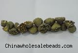 CNG1538 7.5 inches 10*14mm - 15*20mm nuggets plated druzy agate beads