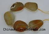 CNG1620 8 inches 35*50mm - 45*55mm freeform agate beads with brass setting