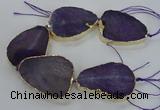 CNG1622 8 inches 35*50mm - 45*55mm freeform agate beads with brass setting