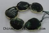 CNG1626 8 inches 40*45mm - 45*50mm freeform agate beads with brass setting