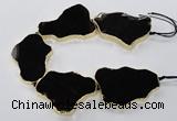 CNG1653 8 inches 35*50mm - 45*65mm freeform agate beads with brass setting