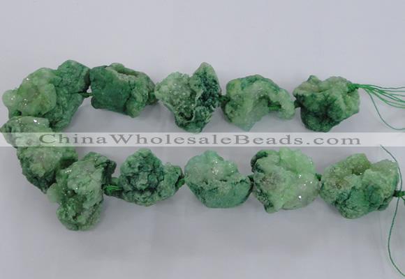 CNG1671 15.5 inches 22*30mm - 25*45mm nuggets plated druzy agate beads