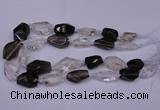 CNG1708 15*20mm - 18*35mm nuggets smoky quartz & white crystal beads