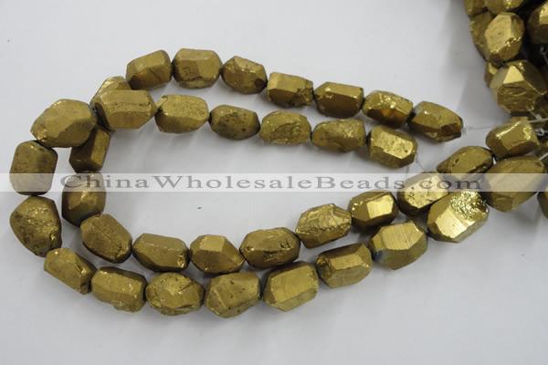 CNG1801 13*18mm - 15*20mm faceted nuggets plated quartz beads