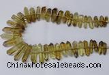 CNG2153 15.5 inches 8*25mm - 10*40mm faceted nuggets lemon quartz beads