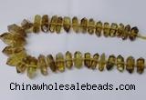 CNG2154 15.5 inches 10*25mm - 15*40mm faceted nuggets lemon quartz beads