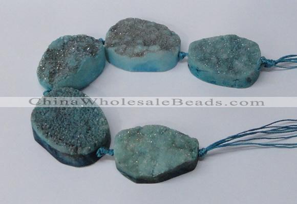 CNG2173 7.5 inches 25*35mm - 35*40mm freeform druzy agate beads