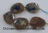 CNG2181 8 inches 40*45mm - 45*50mm freeform agate beads with brass setting