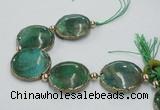 CNG2192 7.5 inches 30mm flat round agate beads with brass setting