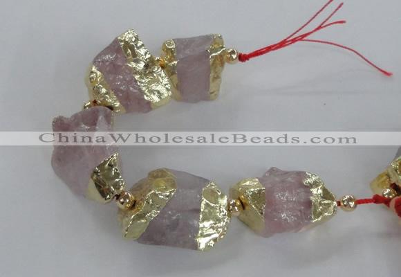 CNG2386 7.5 inches 15*25mm - 20*30mm nuggets rose quartz beads