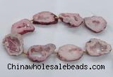 CNG2493 15.5 inches 30*40mm - 40*50mm freeform plated druzy agate beads