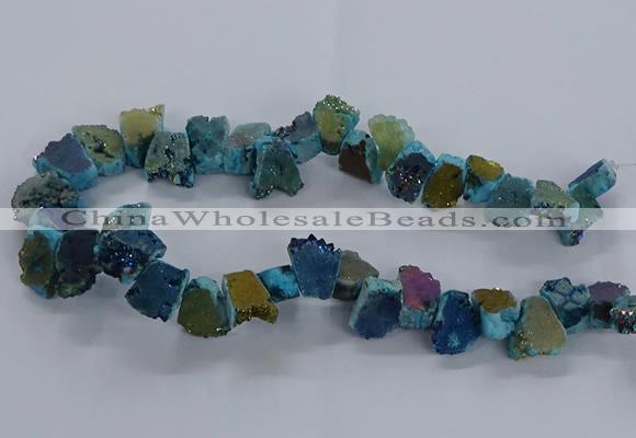 CNG2589 15.5 inches 13*18mm - 15*25mm nuggets plated druzy agate beads