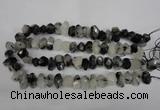 CNG2716 10*14mm - 13*18mm faceted nuggets black rutilated quartz beads