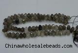 CNG2717 10*14mm - 13*18mm faceted nuggets black rutilated quartz beads