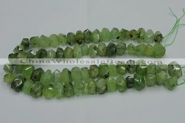 CNG2719 10*14mm - 13*18mm faceted nuggets green rutilated quartz beads