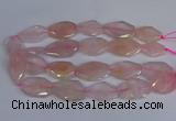 CNG2839 20*30mm - 22*35mm twisted & faceted freeform rose quartz beads