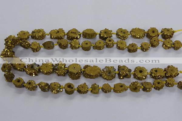 CNG2937 15.5 inches 8*10mm - 15*18mm freeform plated druzy agate beads