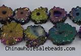 CNG2938 15.5 inches 8*10mm - 15*18mm freeform plated druzy agate beads