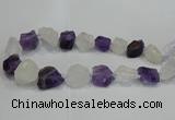 CNG3006 15*20mm - 22*30mm nuggets amethyst & white crystal beads