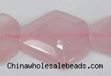 CNG301 15.5 inches 25*35mm faceted nuggets rose quartz beads