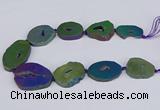 CNG3104 15.5 inches 25*30mm - 35*50mm freeform plated druzy agate beads