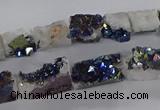 CNG3158 15.5 inche 8*15mm - 11*20mm freeform plated druzy agate beads