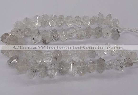 CNG3197 10*20mm - 15*30mm faceted nuggets white crystal beads