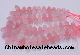 CNG3201 10*25mm - 12*45mm faceted nuggets rose quartz beads