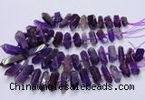 CNG3202 15.5 inches 10*25mm - 12*45mm faceted nuggets amethyst beads