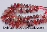 CNG3204 10*25mm - 12*45mm faceted nuggets pink quartz beads