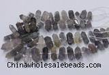 CNG3206 15.5 inches 10*25mm - 12*45mm faceted nuggets cloudy quartz beads